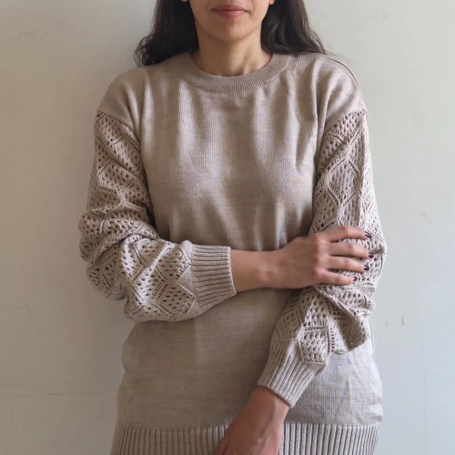 بلوز بافت آستین طرحدار سایز ۳۸ تا ۴۶